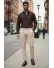 Pantaloni barbati eleganti bej S132