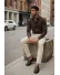 Pantaloni barbati eleganti bej S132