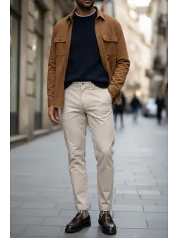 Pantaloni barbati eleganti bej S132