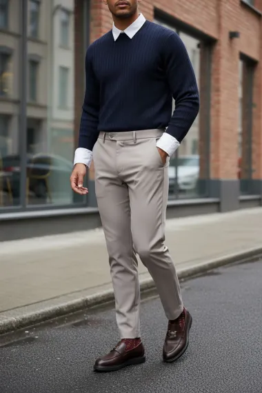Pantaloni barbati eleganti bej S133