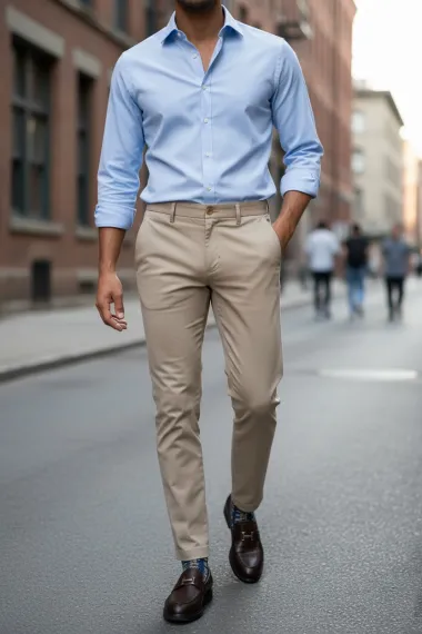 Pantaloni barbati eleganti bej S134