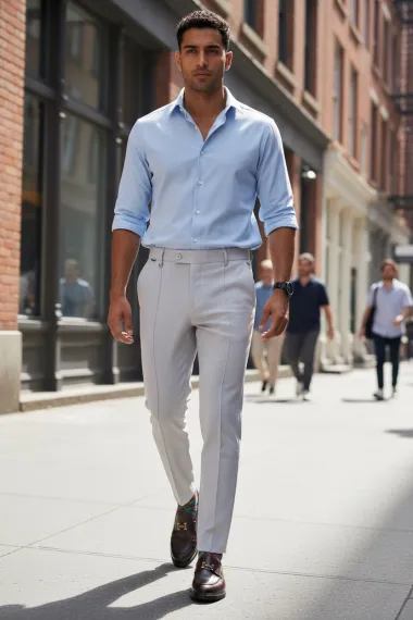 Pantaloni barbati eleganti gri S135