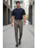 Pantaloni barbati eleganti maro S137
