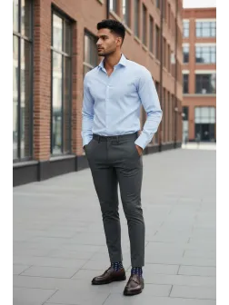 Pantaloni barbati eleganti maro S138