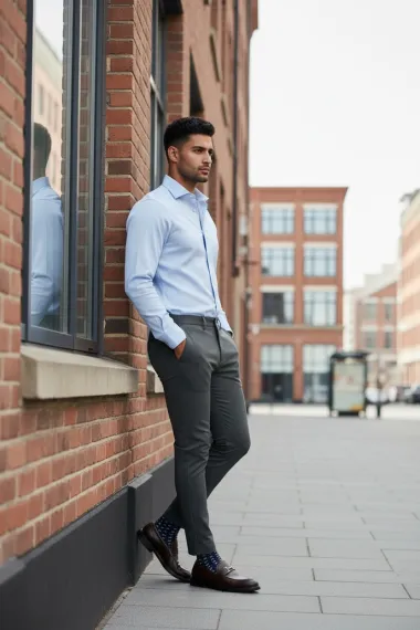 Pantaloni barbati eleganti maro S138