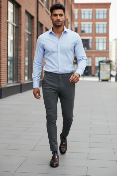Pantaloni barbati eleganti maro S138