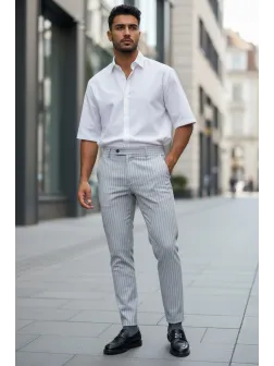Pantaloni barbati eleganti gri S139