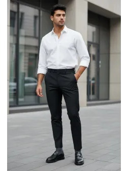 Pantaloni barbati eleganti negri S140