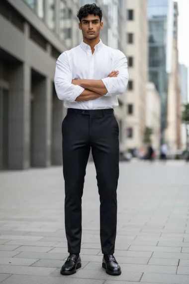 Pantaloni barbati eleganti negri S140