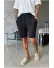 Pantaloni scurti din in, lejeri, negri BG8005