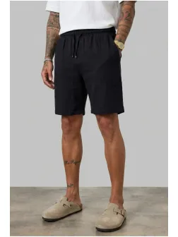 Pantaloni scurti din in, lejeri, negri BG8005