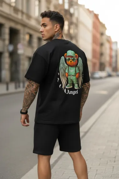 Compleu de vara, triocu + pantaloni, negru, oversize S100 i7-4.1