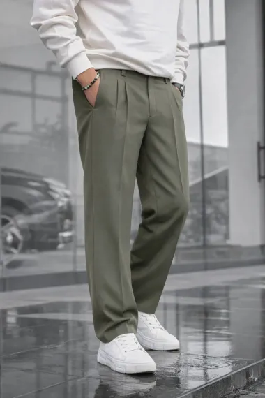 Pantaloni barbati casual, croiala lejera, kaki B01