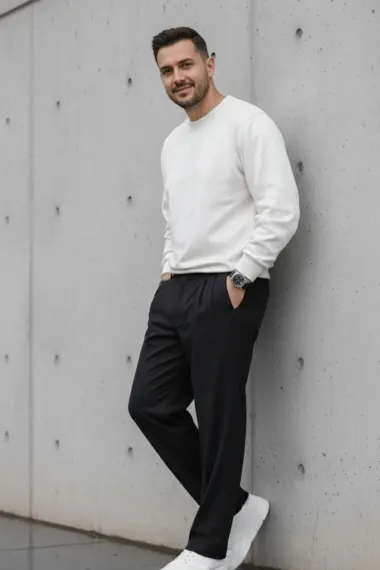 Pantaloni barbati casual, croiala lejera, negri B01