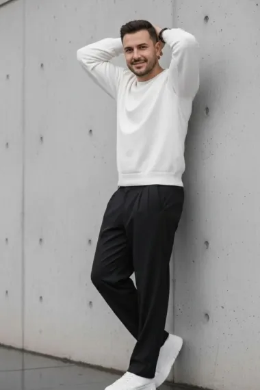 Pantaloni barbati casual, croiala lejera, negri B01