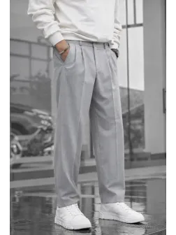 Pantaloni barbati casual, croiala lejera, gri B01