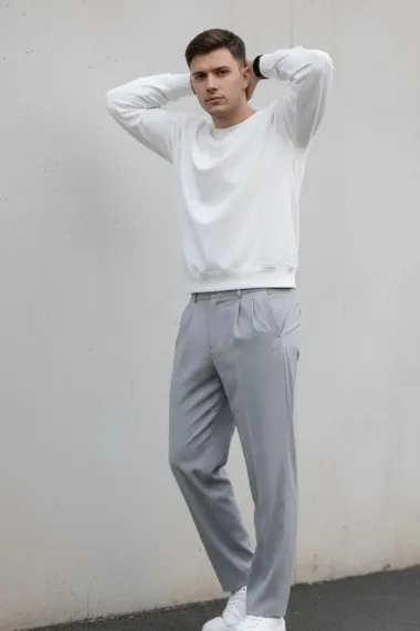 Pantaloni barbati casual, croiala lejera, gri B01