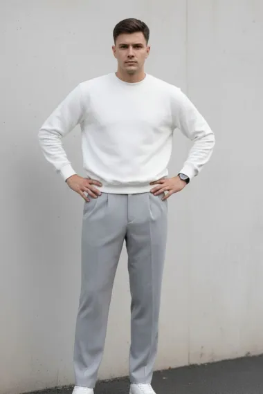 Pantaloni barbati casual, croiala lejera, gri B01