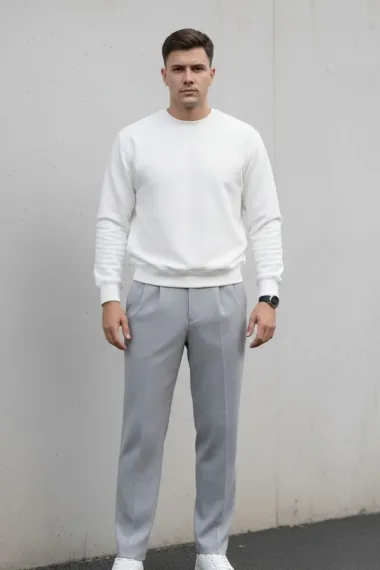 Pantaloni barbati casual, croiala lejera, gri B01