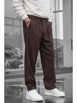 Pantaloni barbati casual, croiala lejera, maro B01
