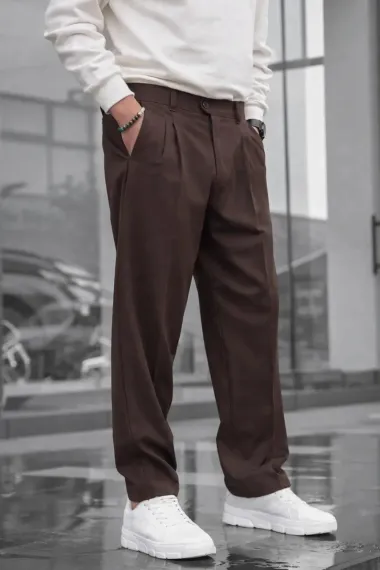 Pantaloni barbati casual, croiala lejera, maro B01