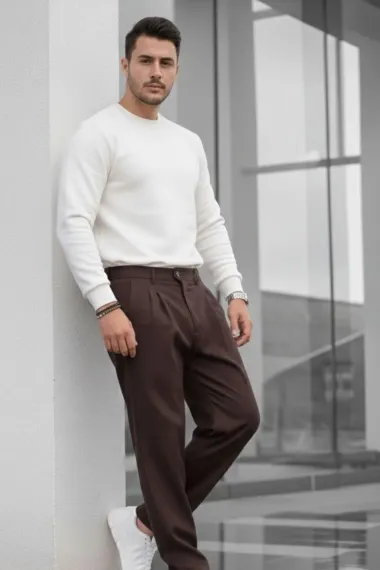 Pantaloni barbati casual, croiala lejera, maro B01