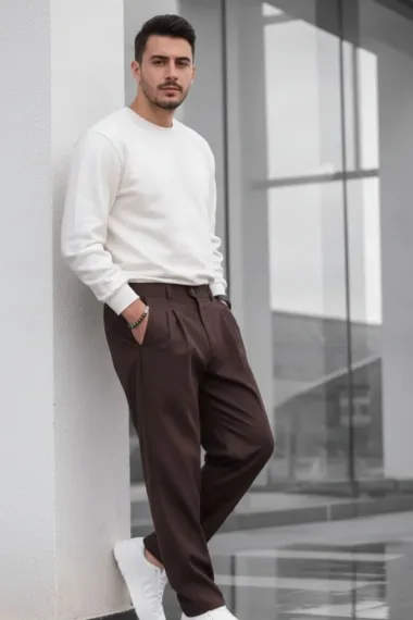 Pantaloni barbati casual, croiala lejera, maro B01