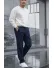 Pantaloni barbati casual, croiala lejera, bleumarin B01