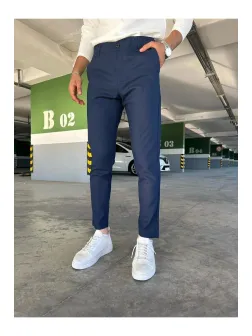 Pantaloni barbati casual bleumarin C001
