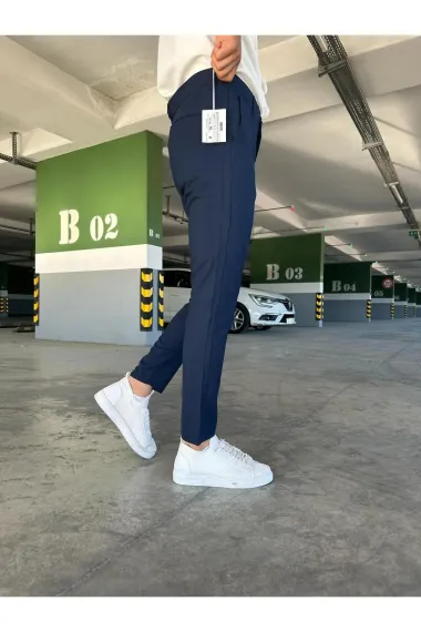 Pantaloni barbati casual bleumarin C001