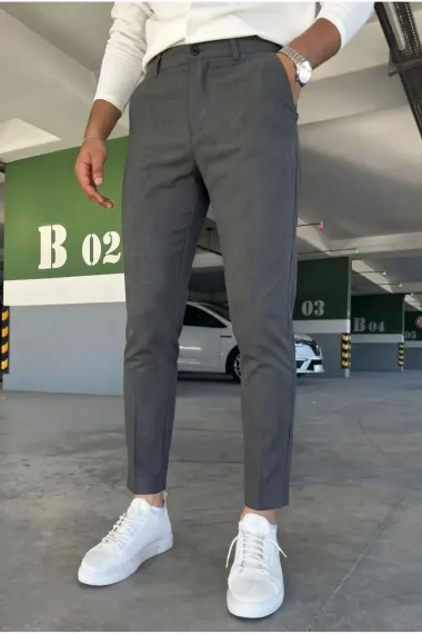 Pantaloni barbati casual grei inchis C001