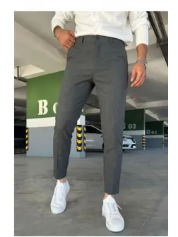 Pantaloni barbati casual grei inchis C001