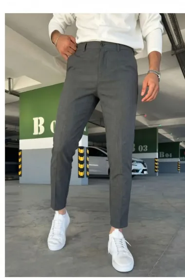 Pantaloni barbati casual grei inchis C001