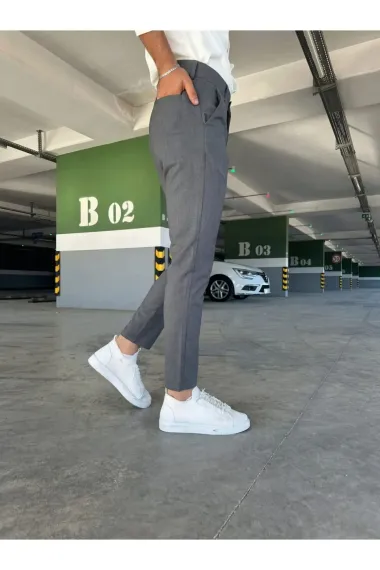 Pantaloni barbati casual grei inchis C001