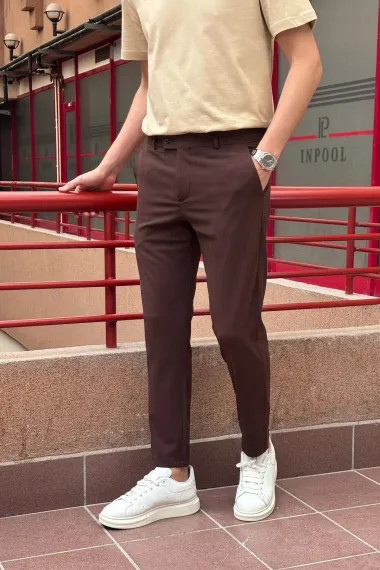Pantaloni barbati casual grena c001