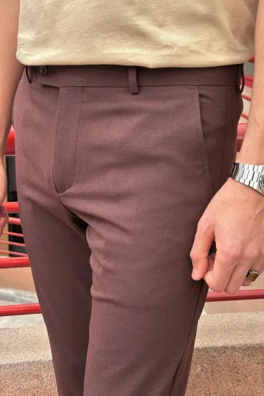 Pantaloni barbati casual grena c001