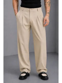 Pantaloni barbati casual, croiala lejera, crem A01