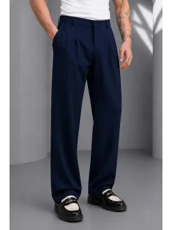 Pantaloni barbati casual, croiala lejera, bleuamrin A01