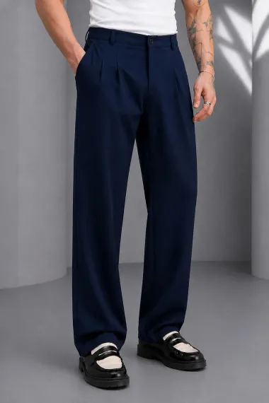 Pantaloni barbati casual, croiala lejera, bleuamrin A01