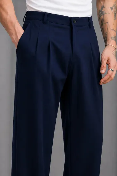 Pantaloni barbati casual, croiala lejera, bleuamrin A01