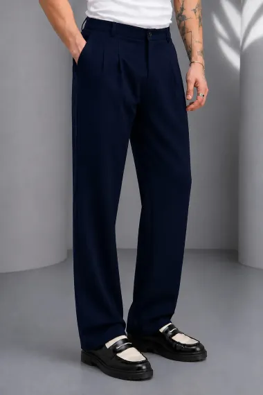 Pantaloni barbati casual, croiala lejera, bleuamrin A01