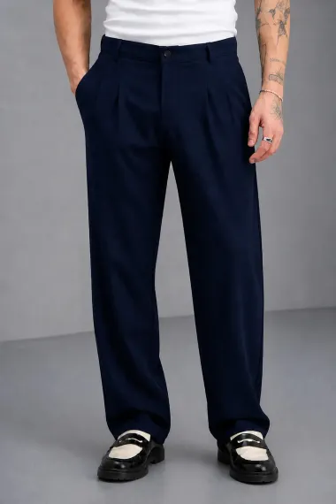 Pantaloni barbati casual, croiala lejera, bleuamrin A01