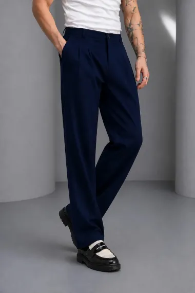 Pantaloni barbati casual, croiala lejera, bleuamrin A01
