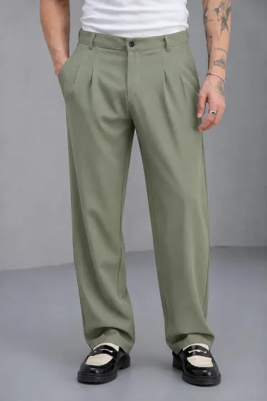 Pantaloni barbati casual, croiala lejera, kaki A01