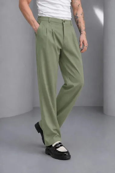 Pantaloni barbati casual, croiala lejera, kaki A01