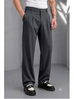 Pantaloni barbati casual, croiala lejera, gri inchis A01