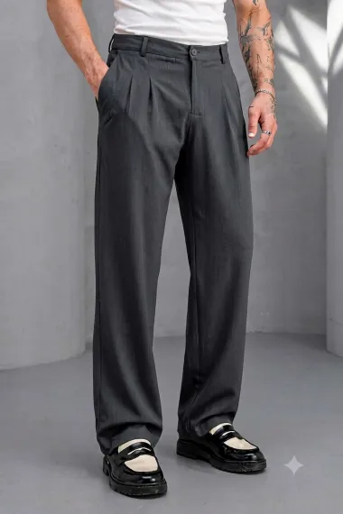 Pantaloni barbati casual, croiala lejera, gri inchis A01