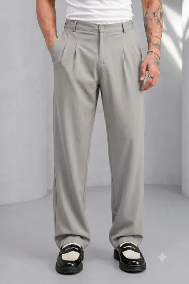 Pantaloni barbati casual, croiala lejera, gri deschis A01