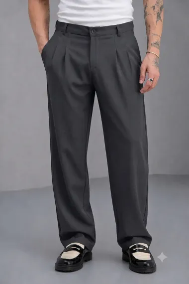 Pantaloni barbati casual, croiala lejera, gri inchis A01
