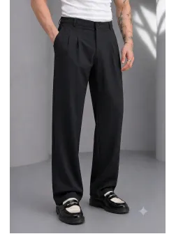 Pantaloni barbati casual, croiala lejera, negri A01
